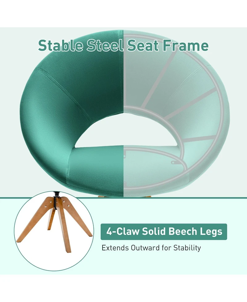 Gouun Swivel Accent Chair with Oversized Upholstered Seat for Home Office