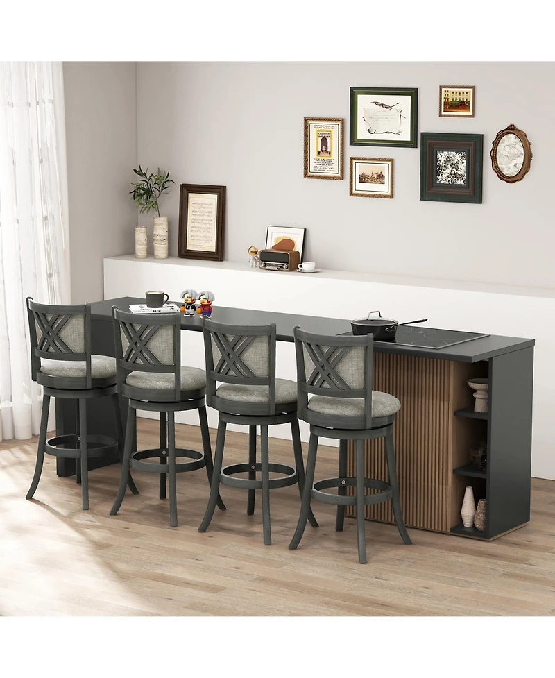 Gouun Swivel Bar Stools Set of 2 with Soft-padded Back and Seat-s