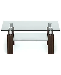 Gouun Rectangle Glass Table with Metal Legs
