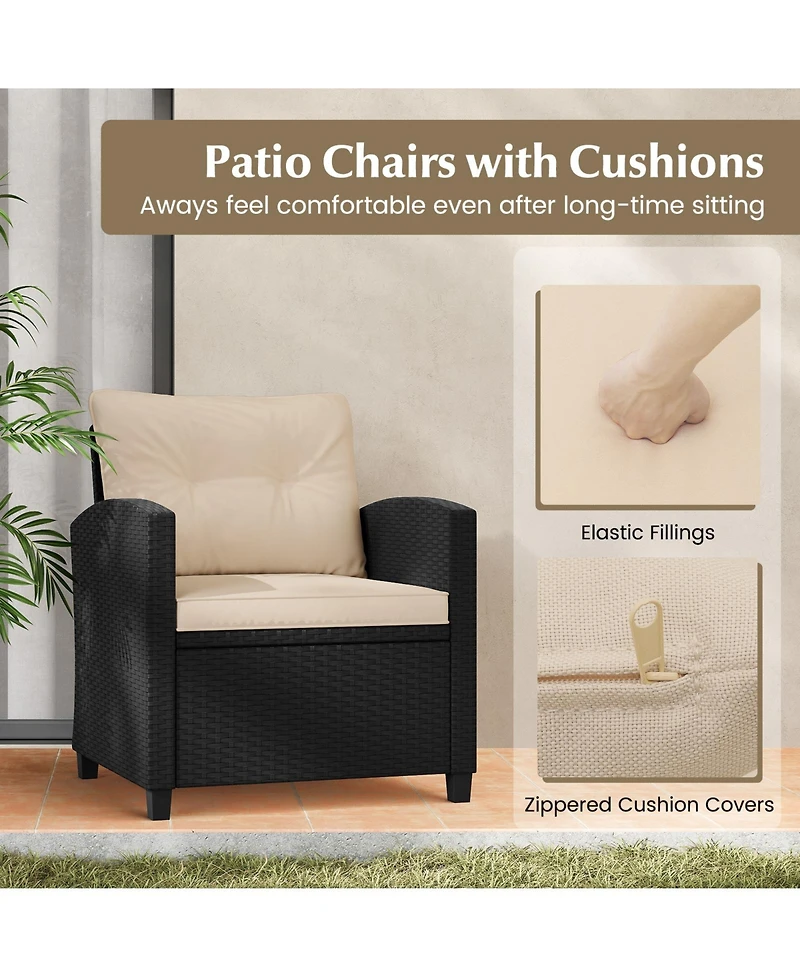 Gouun 3 Pieces Patio Furniture Set with Tempered Glass Table-Off