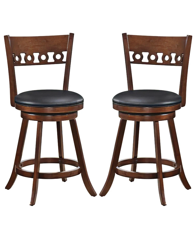 Gouun Set of 2 Swivel Bar Stools with Rubber Wood Frame-24.5 inches