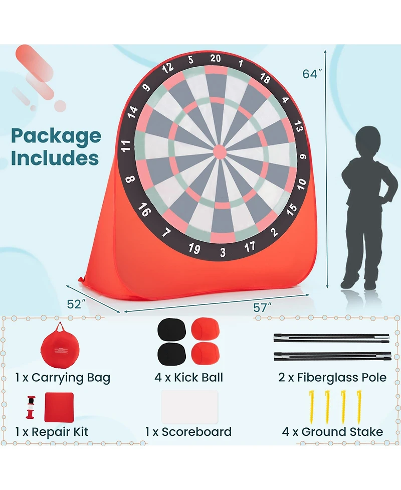 Gouun Large Dart Board for Kids with 4 Kick Balls