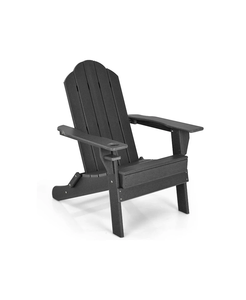 Gouun Foldable Weather Resistant Patio Chair with Built-in Cup Holder