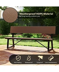 Gouun 72 Inch Extra Long Bench with All-Weather Hdpe Seat & Back for Yard Garden Porch
