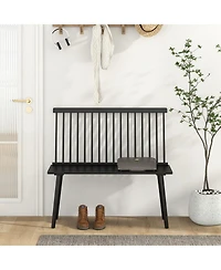 Gouun Entryway Bench for 2 with Spindle Back for Kitchen Dining Room Hallway