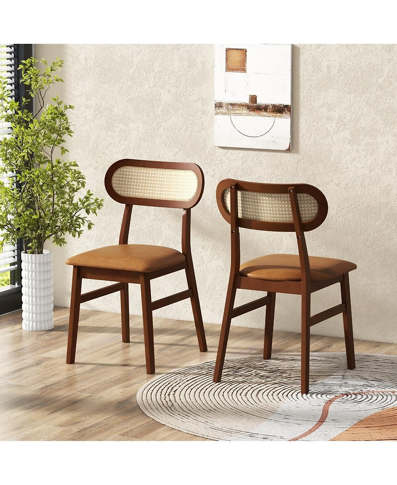 Gouun Indoor Mid Century Wood Dining Chairs Set of 2 for Dining Room