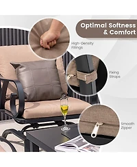 5 Pieces Patio Rocking Chairs and 4-in-1 Fire Pit Table with Fire Poker