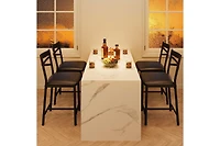Bar Stools Set of 4, Black Bar Stools Set of 4 with X-Shaped Backrest and Metal Footrest, Metal Bar Stools Set of 4