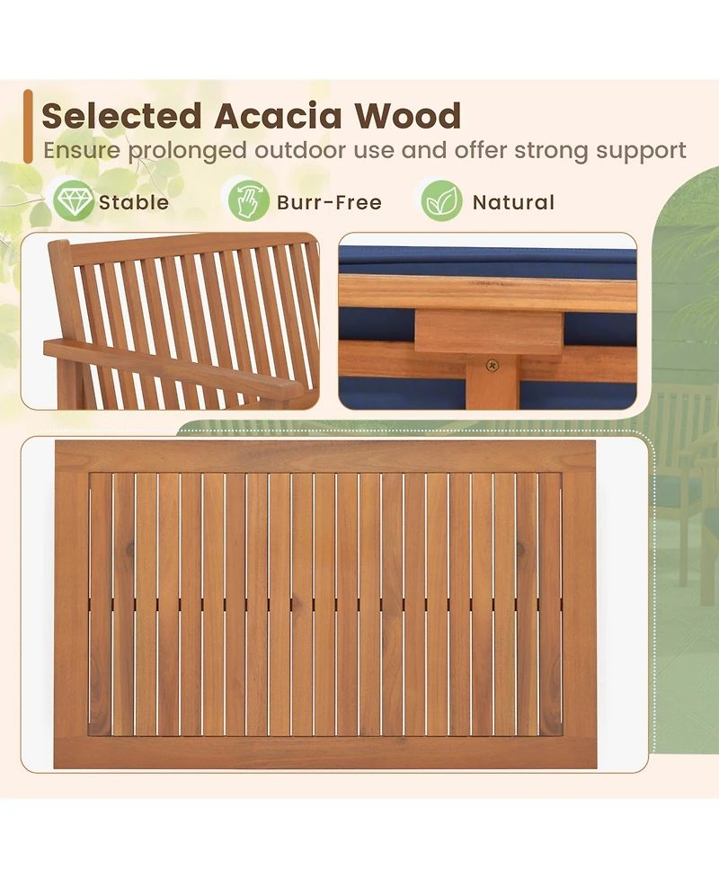Gouun 4 Piece Patio Wood Furniture Set Acacia Wood Sofa Set with Loveseat