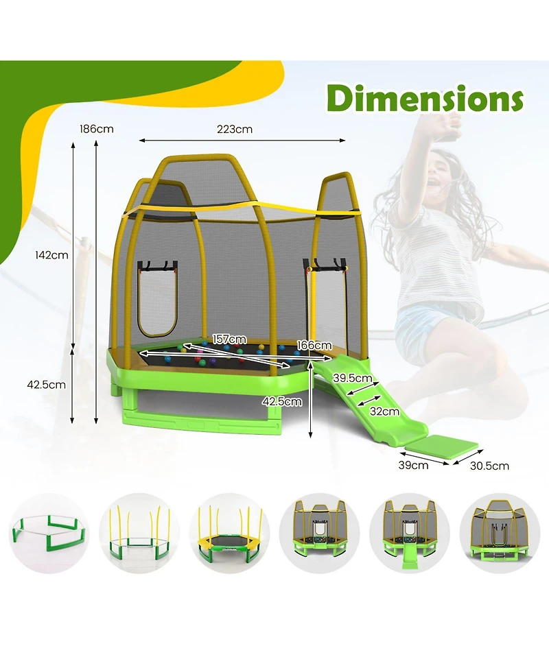 Gouun 7 Feet Trampoline with Ladder and Slide for Indoor and Outdoor