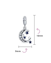 Bling Jewelry Crescent Moon Star Dangle Charm Bead Sterling Silver Bracelet