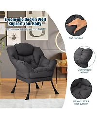 Gouun Modern Polyester Fabric Lazy Chair with Steel Frame and Side Pocket