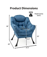 Gouun Modern Polyester Fabric Lazy Chair with Steel Frame and Side Pocket