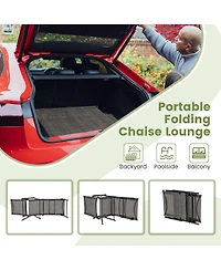 Gouun 2 Piece Patio Folding Chaise Lounge Chairs Recliner with 6-Level Backrest