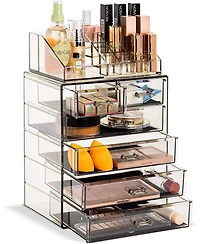 Sorbus 2 Piece Acrylic Makeup and Jewelry Storage Organizer Case (6 Drawers Lipstick Tray