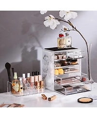 Sorbus 2 Piece Acrylic Makeup and Jewelry Storage Organizer Case (6 Drawers and Lipstick Tray