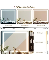 gaomon Vanity Desk, Makeup Vanity with Adjustable Led Lighted Sliding Mirror, Charging Station