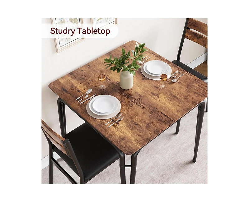 Dining Table for 2, Small Table and Chairs Set of 2, Square Dinette Set for 2, Dinner Table Set, 3 Piece Kitchen & Dining Room Sets for Small Space