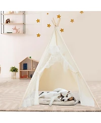 Gymax Kids Lace Teepee Tent Folding Children Playhouse W/Bag Christmas