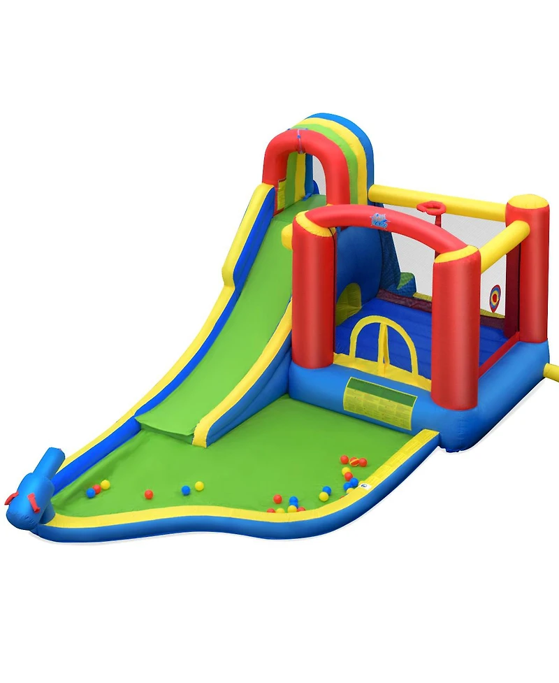 Gymax Inflatable Jungle Bounce House w/ Dual Slides Climbing Wall Jumping Area