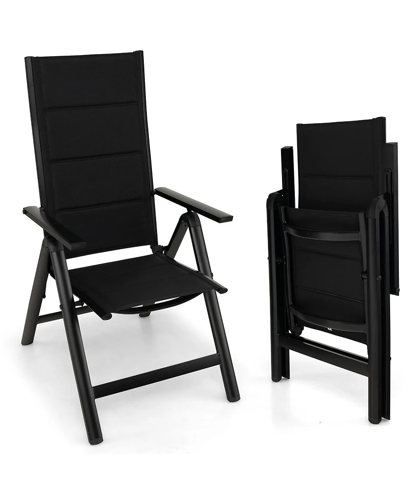 Gymax Patio Folding Chairs Lightweight Outdoor Dining Chairs w/ Padded Seat