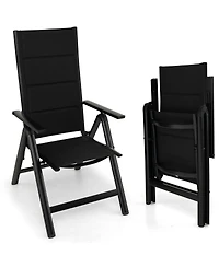 Gymax Patio Folding Chairs Lightweight Outdoor Dining Chairs w/ Padded Seat