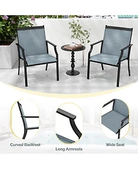 Gymax Set of 2 Patio Dining Chairs Outdoor Armchairs w/ Sturdy Metal Frame