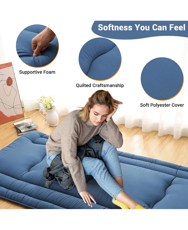 gaomon Japanese Floor Mattress Twin, Foldable Futon, Thick Sleeping Pad & Portable Camping Mattress, for Living Room & Guest Room