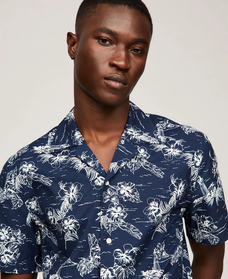 Tommy Hilfiger Men's Printed Short Sleeve Flex Poplin Shirt
