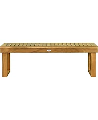 Gouun 52 Inch Acacia Wood Dining Bench with Slatted Seat