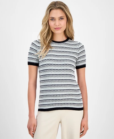 Anne Klein Women's Stripe Stitch Crewneck Top