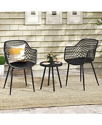 Gouun 3 Piece Patio Chair Set with Pp Seat and Tabletop for Porch