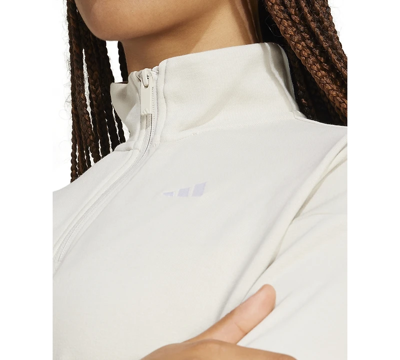 adidas Women's Essentials Small Logo French Terry Quarter Zip Top