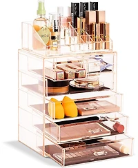 Sorbus 2 Piece Acrylic Makeup and Jewelry Storage Organizer Case (6 Drawers Lipstick Tray