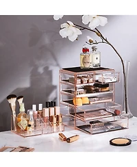 Sorbus 2 Piece Acrylic Makeup and Jewelry Storage Organizer Case (6 Drawers Lipstick Tray