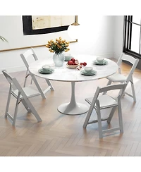 Gouun Set of 4 Dining Chairs Foldable Kitchen Chair with Rubber Wood Legs and Padded Seat