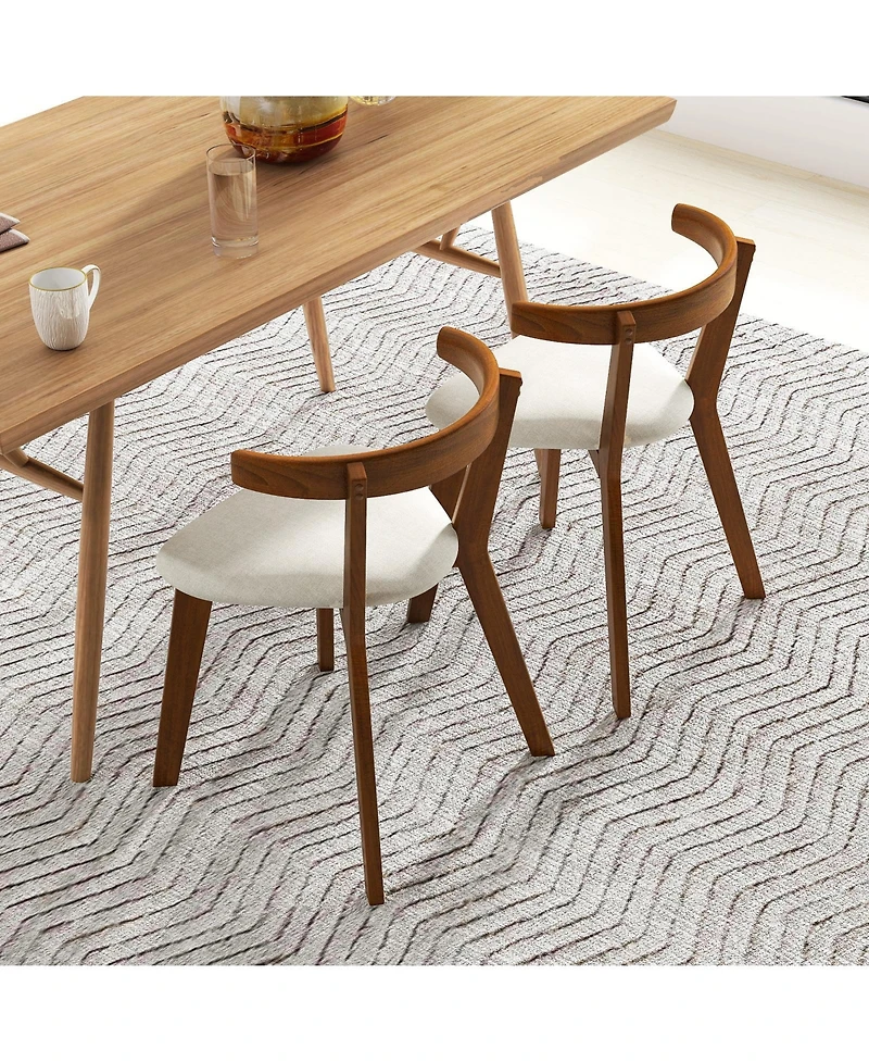 Gouun Wood Dining Chair Set of 2 with Padded Seat and Curved Back