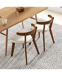Gouun Wood Dining Chair Set of 2 with Padded Seat and Curved Back