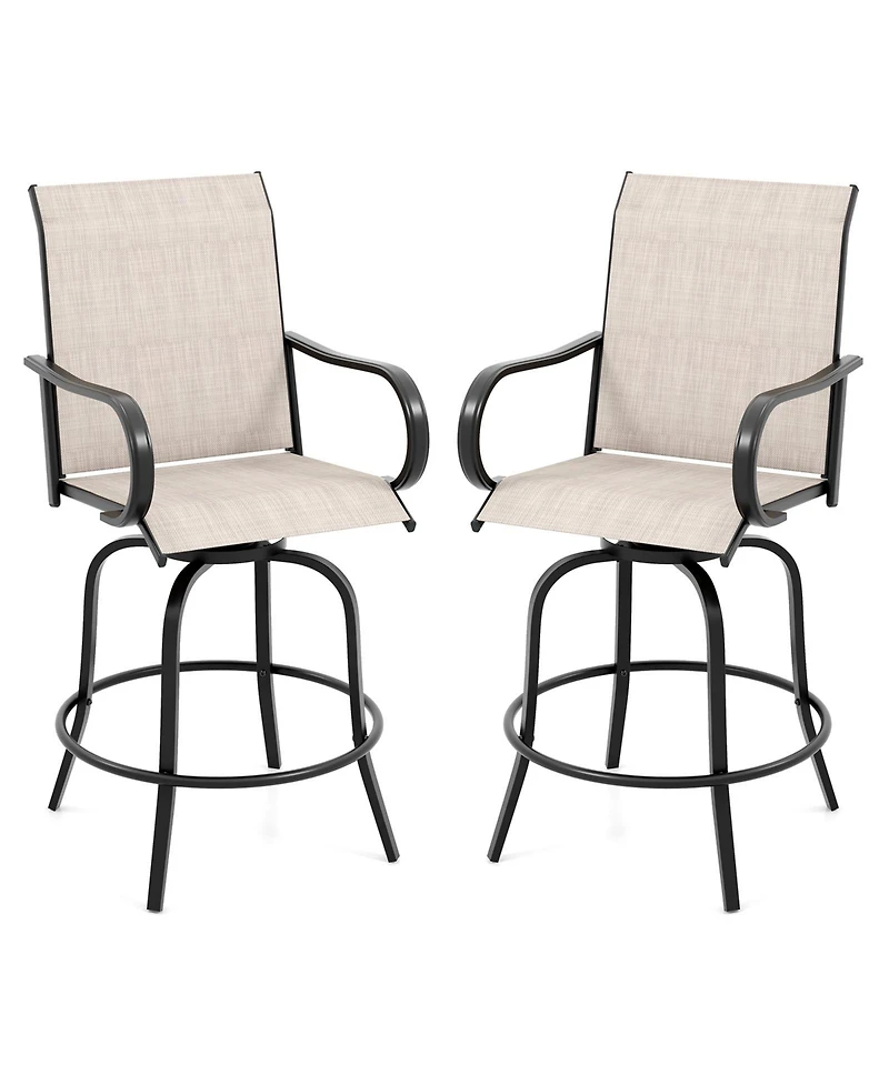 Gouun 2 Pieces 360 Rotating Bar Stool Set with Armrests for Patio