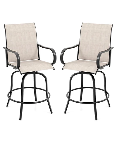 Gouun 2 Pieces 360 Rotating Bar Stool Set with Armrests for Patio