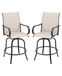 Gouun 2 Pieces 360 Rotating Bar Stool Set with Armrests for Patio