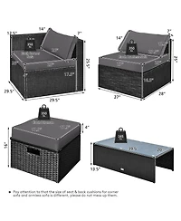 Gouun 8 Pieces Patio Rattan Storage Table Furniture Set