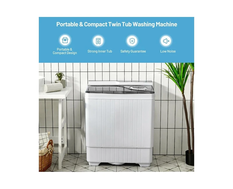 Gouun 26 Pound Portable Semi-automatic Washing Machine with Built-in Drain Pump