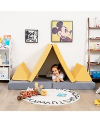 Gouun 4 Pieces Convertible Kids Couch Set with 2 Folding Mats