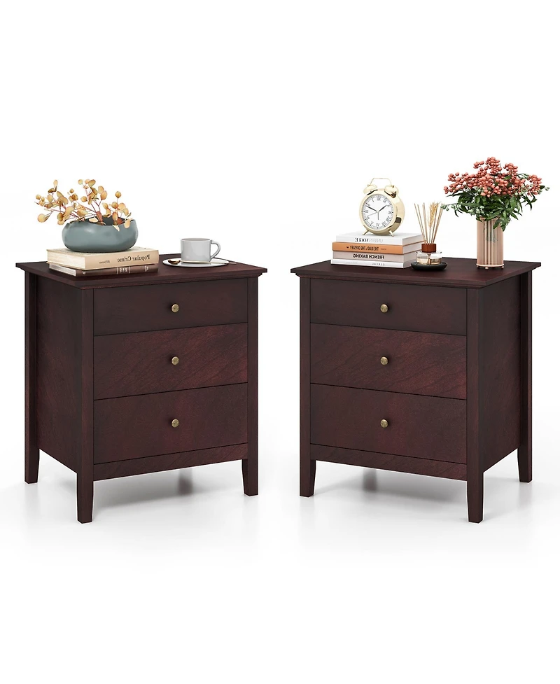 Gouun 3 Drawers Nightstand Beside End Side Table Accent Table