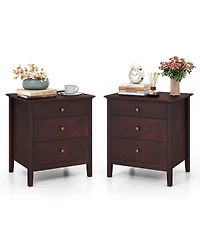Gouun 3 Drawers Nightstand Beside End Side Table Accent Table