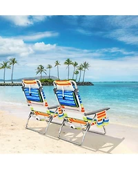 Gouun 2-Pack Folding Backpack Beach Chair 5-Position Outdoor Reclining Chairs with Pillow