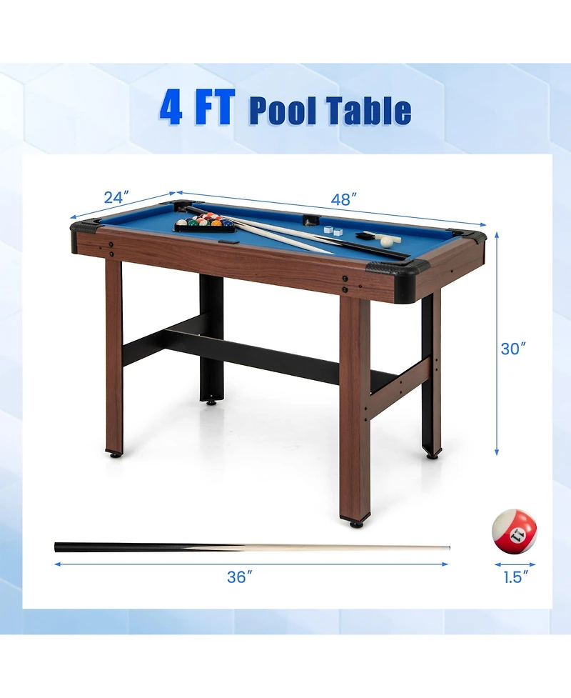 Gouun 48 Inch Pool Wooden Game Table with Full Set of Ballsfor Kids and Adults
