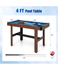 Gouun 48 Inch Pool Wooden Game Table with Full Set of Ballsfor Kids and Adults