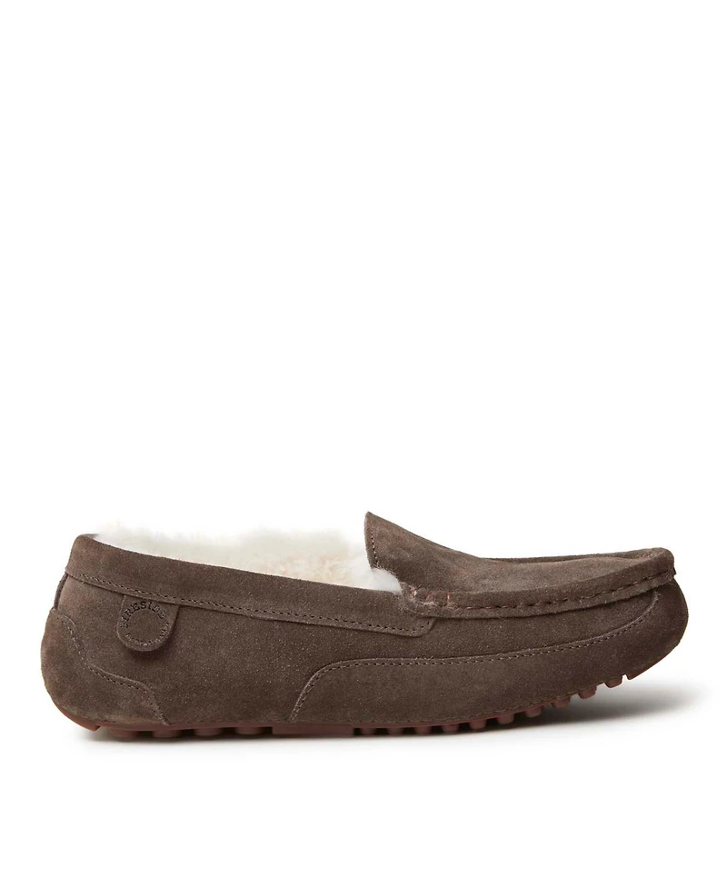 Dearfoams Men's Fireside By Melbourne Genuine Shearling Moccasin Slipper